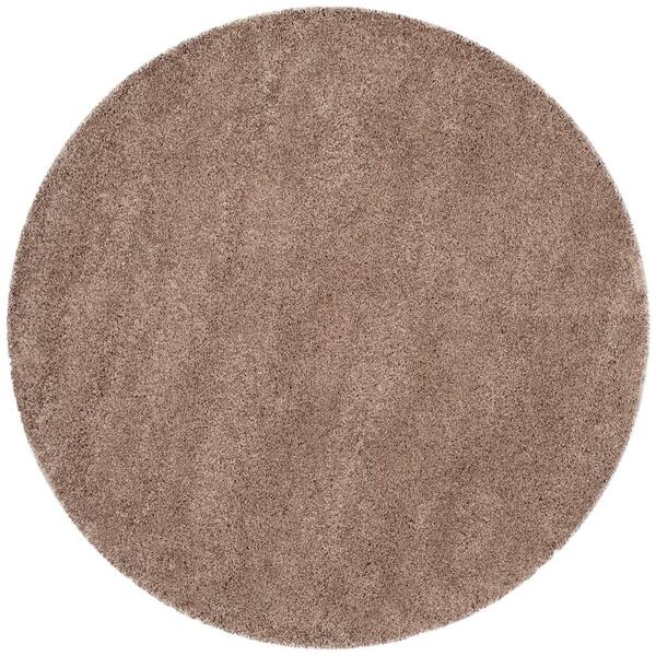 SAFAVIEH California Shag Taupe 9 ft. x 9 ft. Round Solid Area Rug