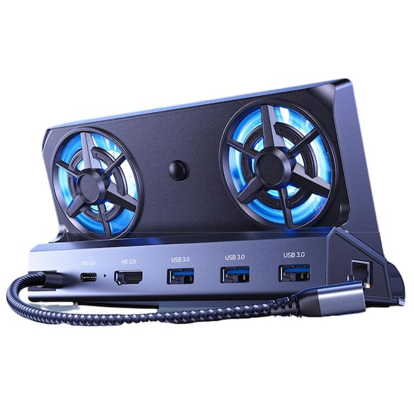 Universal Docking Station with 4K@60Hz, USB 3.0*3, PD100W and Ethernet Fit For Steam Deck OLED, Dual Cooling Fan