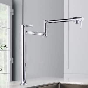 Deck Mount Pot Filler Faucet in Polished Chrome 20 in. Extended Jointed Spout