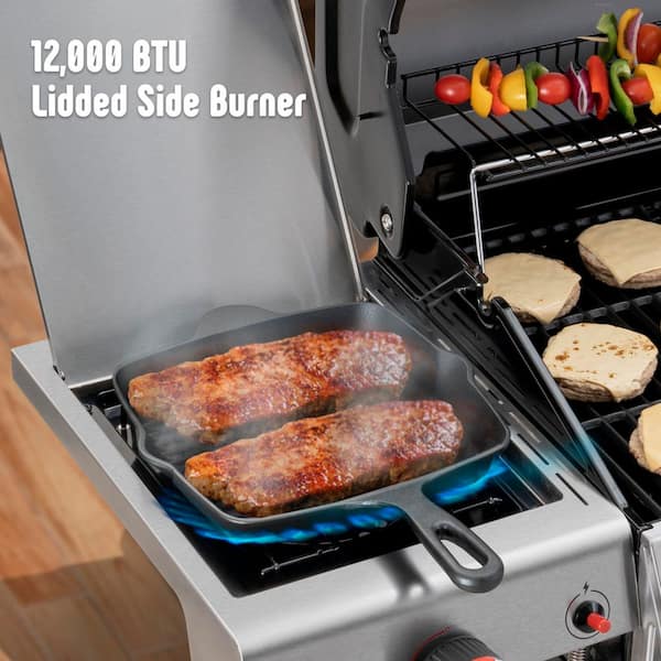 FEASTO 4-Burner Stainless Steel Propane Gas Grill with Side Burner