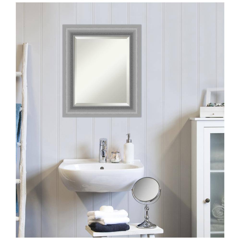 Peak Frame 26" x 22" Silver Polystyrene Rectangular Wall Mirror