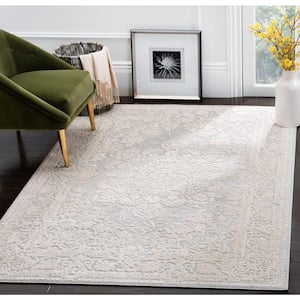 Reflection Light Gray/Cream 3 ft. x 3 ft. Floral Border Square Area Rug