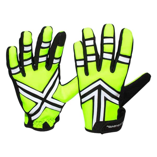 Yellow Reflective Winter Fleece Nightime Gloves