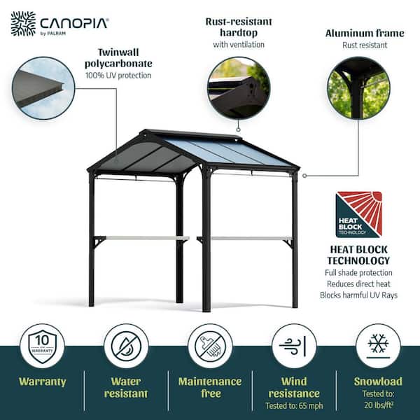Austin 6 ft. x 8 ft. Black/Gray Opaque BBQ Garden Gazebo