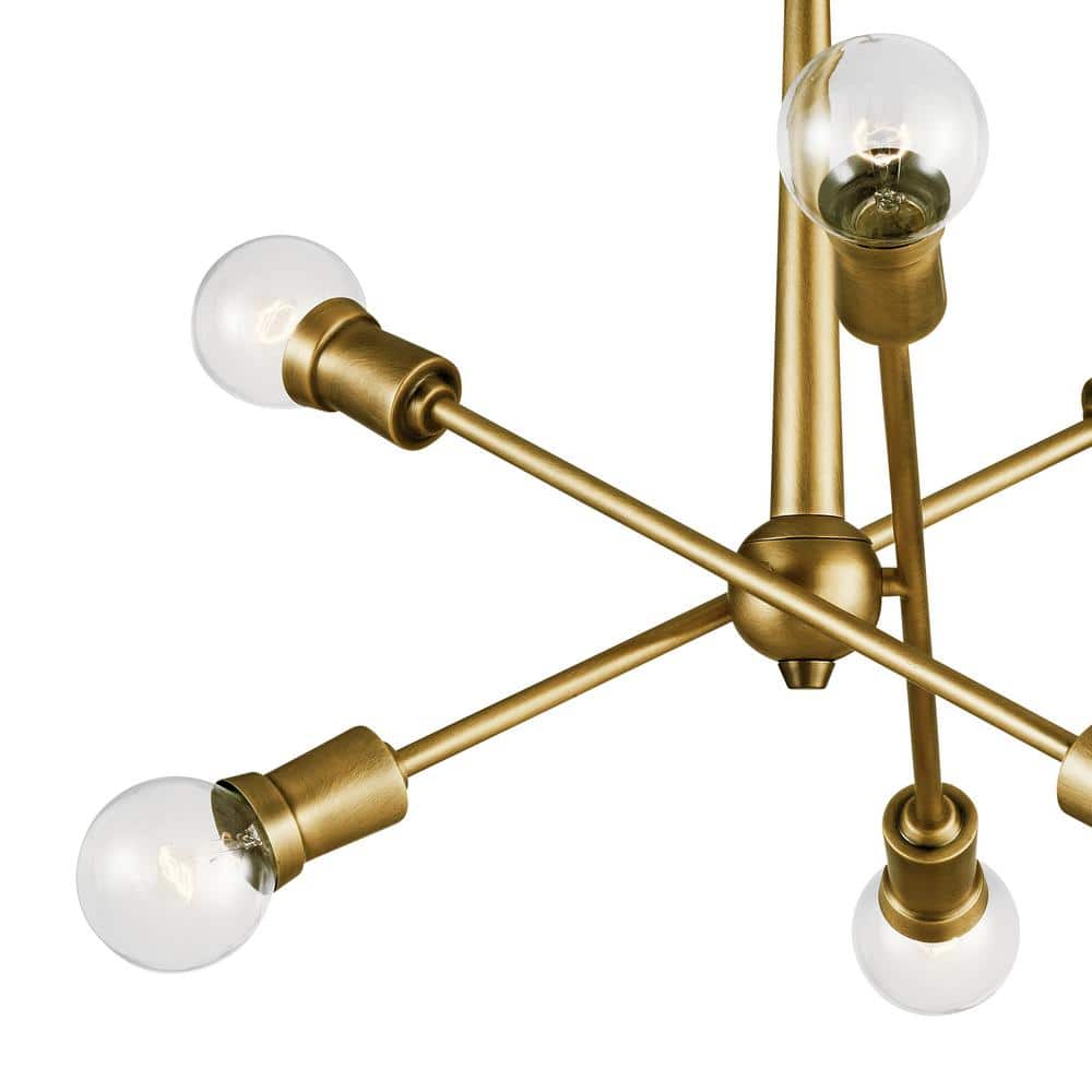 Natural Brass Mini Sputnik Chandelier with Adjustable Arms
