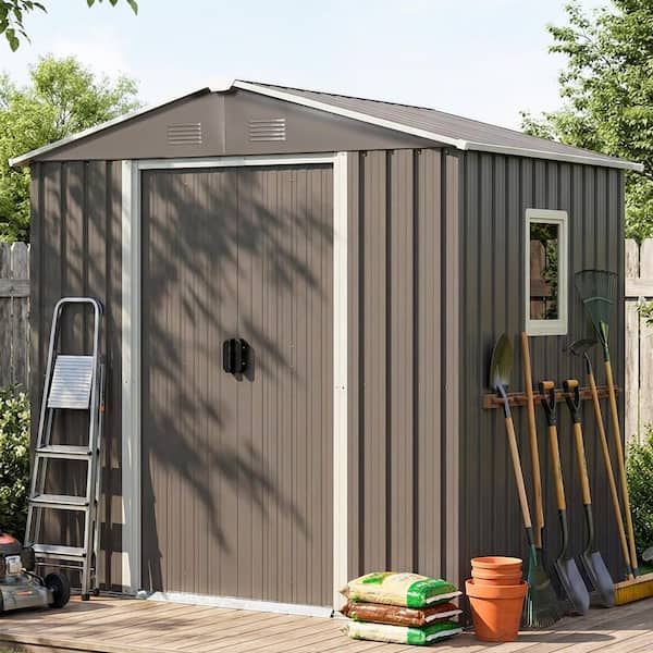 6 ft. W x 5 ft. D Metal Storage Shed with Window for Garden and Backyard (25 sq. ft. )