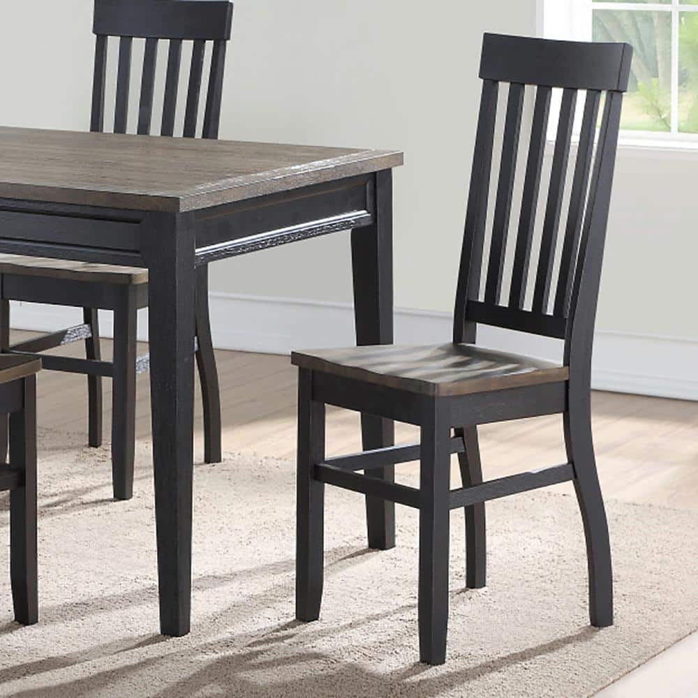 Ebony and Driftwood Transitional Slat Back Side Chair Set