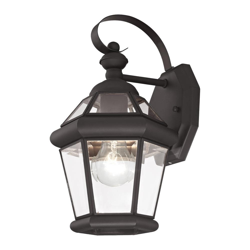Georgetown Classic Bronze Lantern Wall Light with Clear Glass