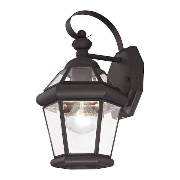 AVIANCE LIGHTING Cresthill 12 in. 1-Light Bronze Outdoor Hardwired Wall Lantern Sconce with No Bulbs Included