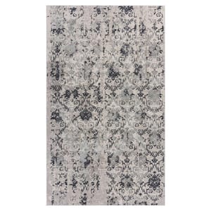 Cream and Gray 2 ft. x 3 ft. Damask Area Rug