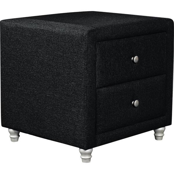 Camden Isle Upholstered 2 Drawer Black Upholstered Nightstand 102639