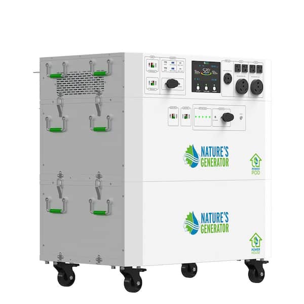 Powerhouse Platinum PE 7,200-Watt Solar Generator w/(1) 100Ah Battery Expansion Pod, (4) 410-Watt Panels, Transfer Kit