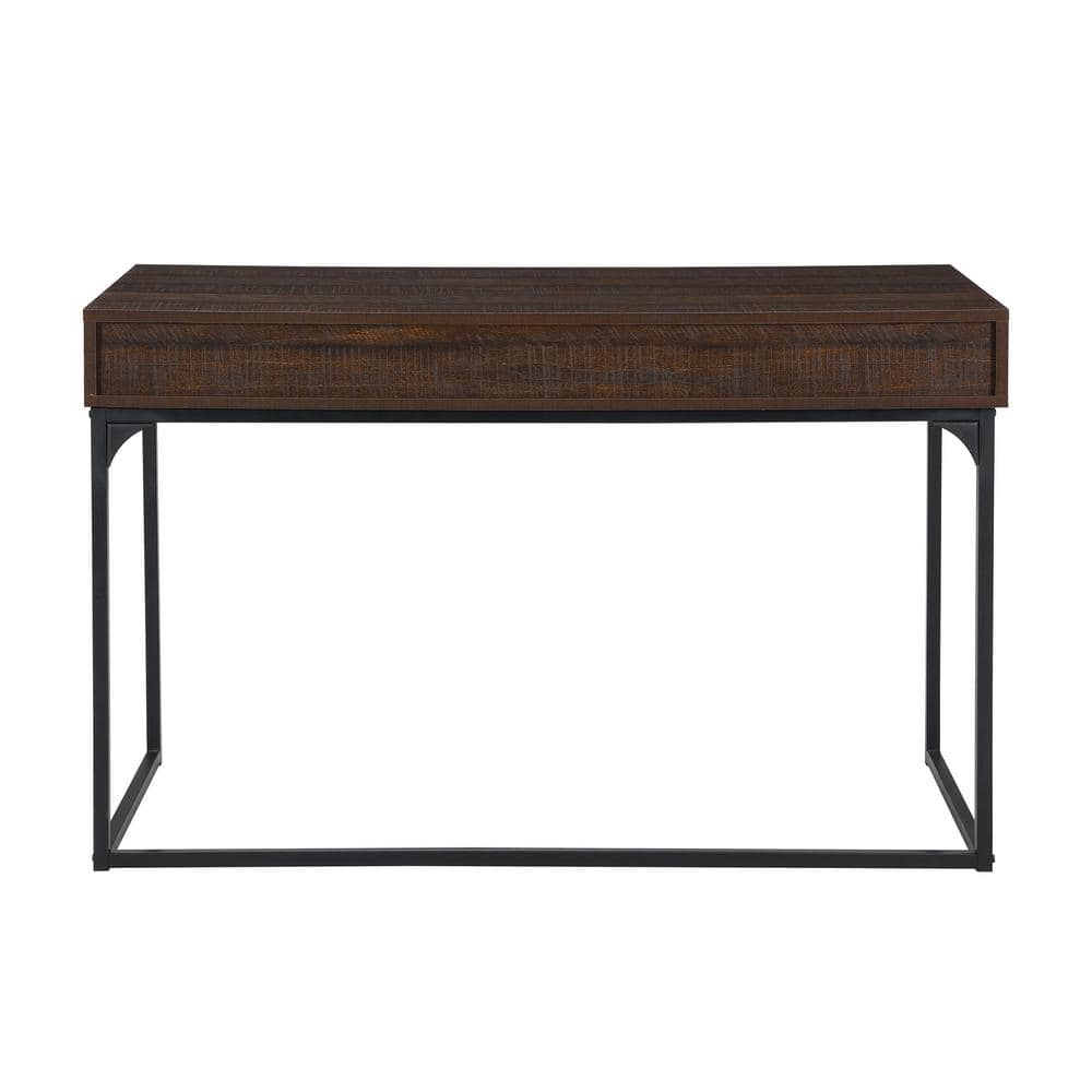 Elm and Black Wood Computer Desk with Drawers