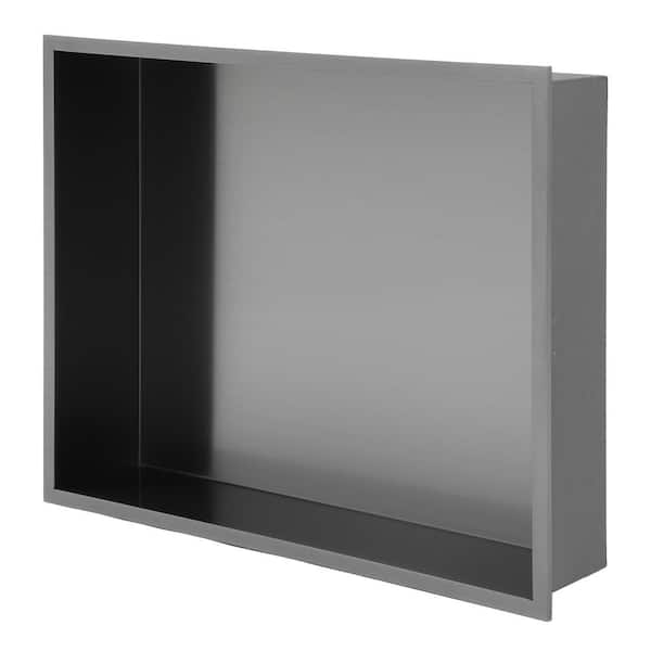 19 in. x 15 in. Gunmetal Black Stainless Steel Wall Mounted Shower Niche Single Shelf