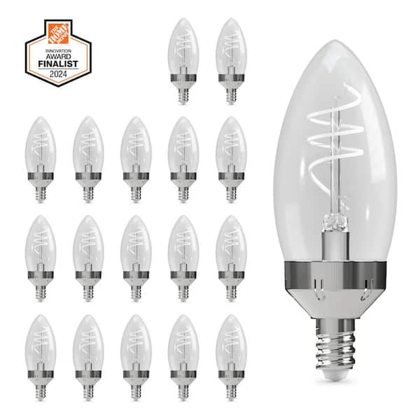 60W Equivalent B11 E12 Candelabra Switch to Dim White Filament Clear Chandelier LED Light Bulb, Soft White 2700K 18-Pack