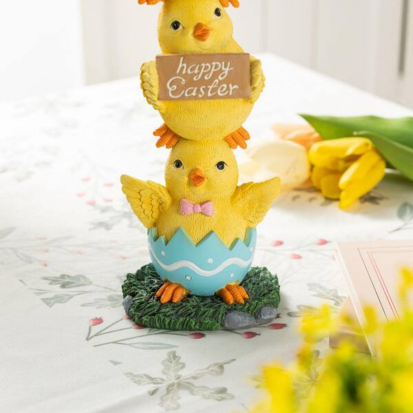 Glitzhome 13.25 in. H Easter Resin Stackable Chickens Table Decor
