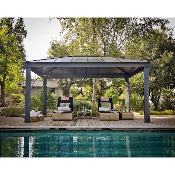 CANOPIA by PALRAM Dallas 12 ft. x 16 ft. Gray/Gray Opaque Outdoor Gazebo with Insulating and Sleek Roof Design