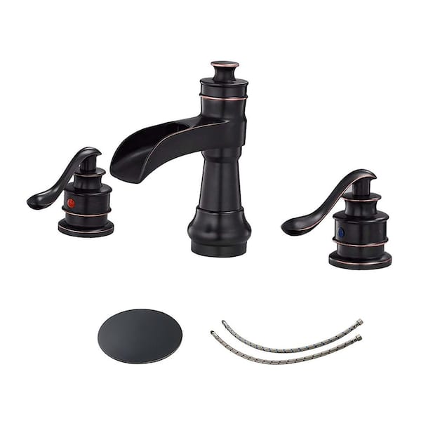 matrix decor 8 in. Widespread 3 Holes 2-Handle Waterfall Bathroom Faucet in Oil Rubbed Bronze