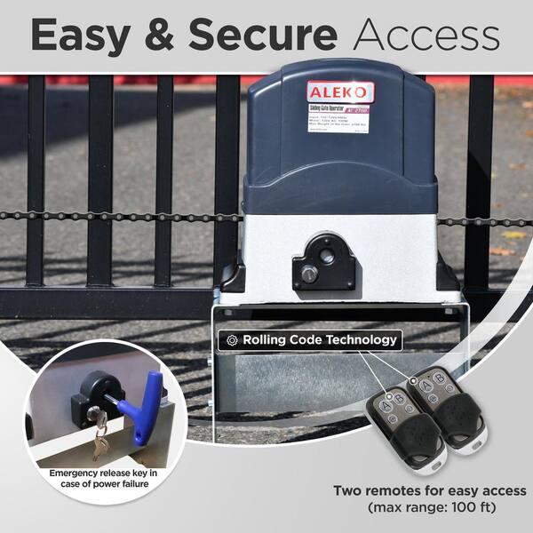 ALEKO 65-ft Slide Universal Battery Driveway Gate Opener Kit (Solar Compatible)