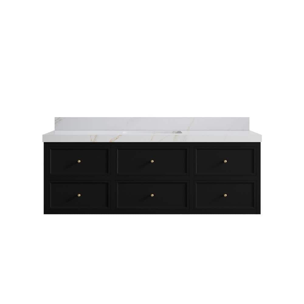 Roswell 60 in. Single Sink Freestanding Black Bath Vanity with Calacatta Sienna Qt. Top Unassembled price history on PriceWatchPro