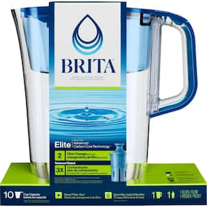 Tahoe 10-Cup Large Water Filter Pitcher in Blue with 1 Elite Filter