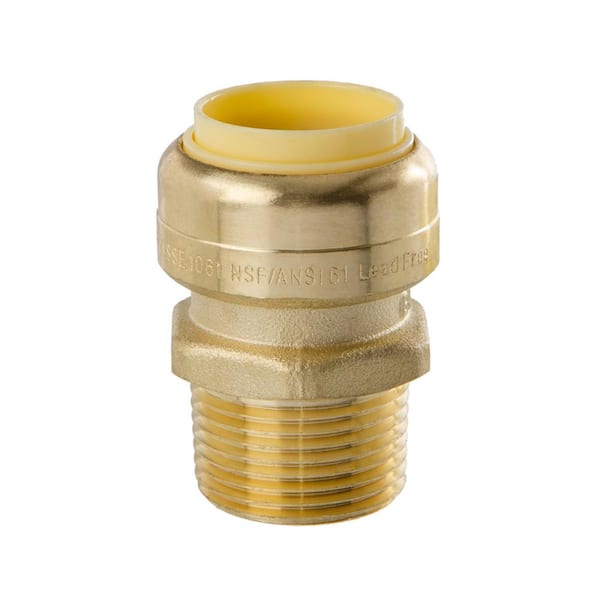 3/4 in. Push-Fit x 3/4 in. Male Pipe Thread Brass Coupling (10-Pack)