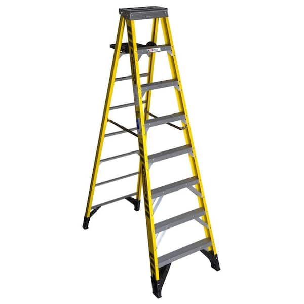 Werner 8 ft. Fiberglass Step Ladder with Shelf 375 lb. Load Capacity Type IAA Duty Rating