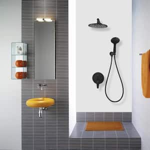 Single-Handle 2- -Spray Round High Pressure Shower Faucet in Black (Valve Included)