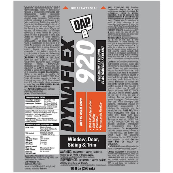 DAP Dynaflex 920 10.1 oz. White WT052 Window, Door and Siding