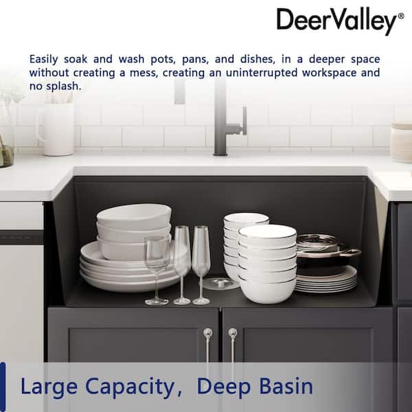 DEERVALLEY Workstation 33 in. Undermount Quartz Composite Single