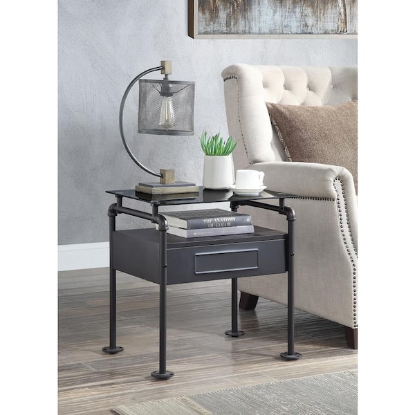 Acme Furniture Nicipolis 1-Drawer Sandy Gray Nightstand 22 in. x 23 in. x 17 in.