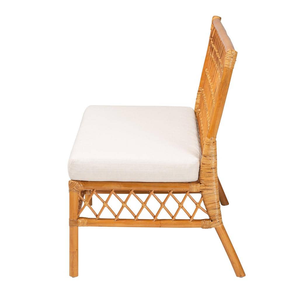 Capella Honey Rattan Bohemian Dining Bench with Cushion
