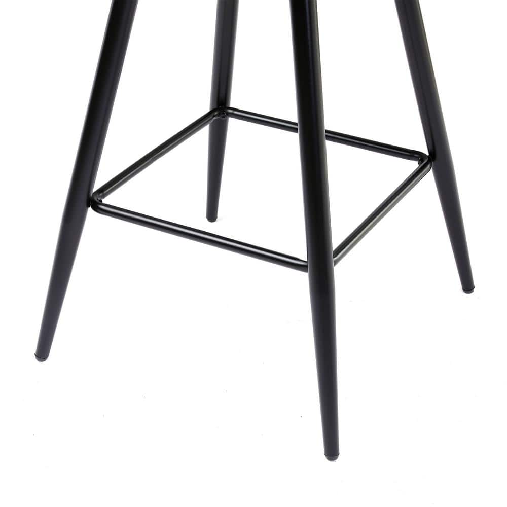 Gray Faux Leather Counter Height Bar Stools with Metal Frame, Set of 2
