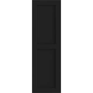 12 in. x 47 in. True Fit PVC 2 Equal Flat Panel Shutters Pair in Black