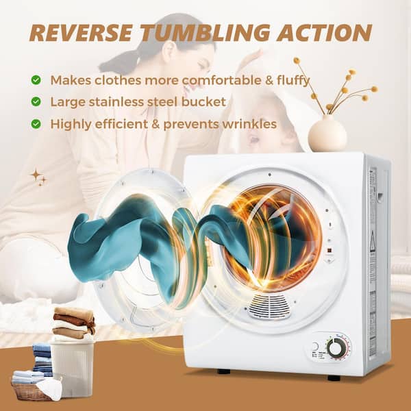 EUHOMY 1.6 cu. ft. Vented Portable Clothes Dryer in White, Compact