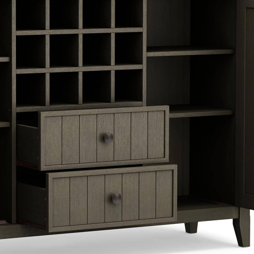 Bedford Solid Wood Farmhouse Grey Sideboard Buffet with Wine Rack