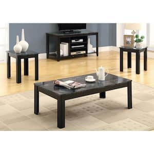 Jasmine 44 in. Black Grey Rectangle Particle Board Coffee Table
