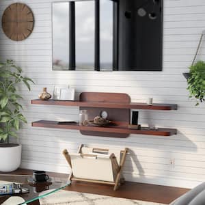 Eustache 60 in. Vintage Walnut Wood Floating TV Stand Fits TVs Up to 66 in. with Wall Mount Feature