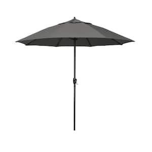 7.5 ft. Black Aluminum Market Patio Umbrella Fiberglass Ribs and Auto Tilt in Charcoal Sunbrella