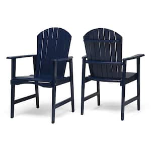 Blue Outdoor Weather Resistant Acacia Wood Adirondack Dining Chairs (Set of 2)
