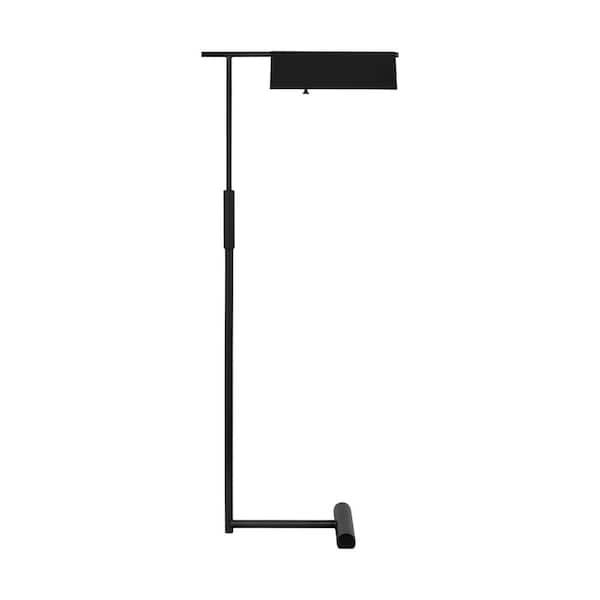Generation Lighting Foles 16.625 in. W x 46 in. H Midnight Black 1-Light Dimmable Standard Floor Lamp for Living Room with Steel Shade