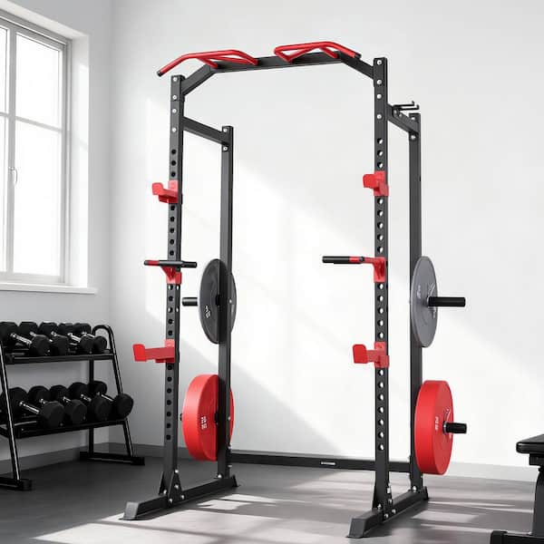 ウエイトトレーニング weight lifting cage, bars and weights SKYSHALO Power Cage Power Rack, Gym Workout Equipment with J-Hooks