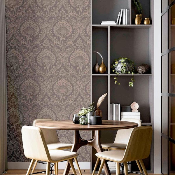 Berenice Rose Gold Brown Luxe Wallpaper Sample