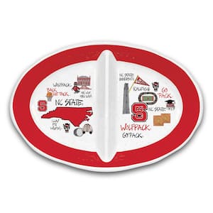 NC State North Carolina State 16.5 in. Assorted Colors 2 Section Melamine Serving Platter