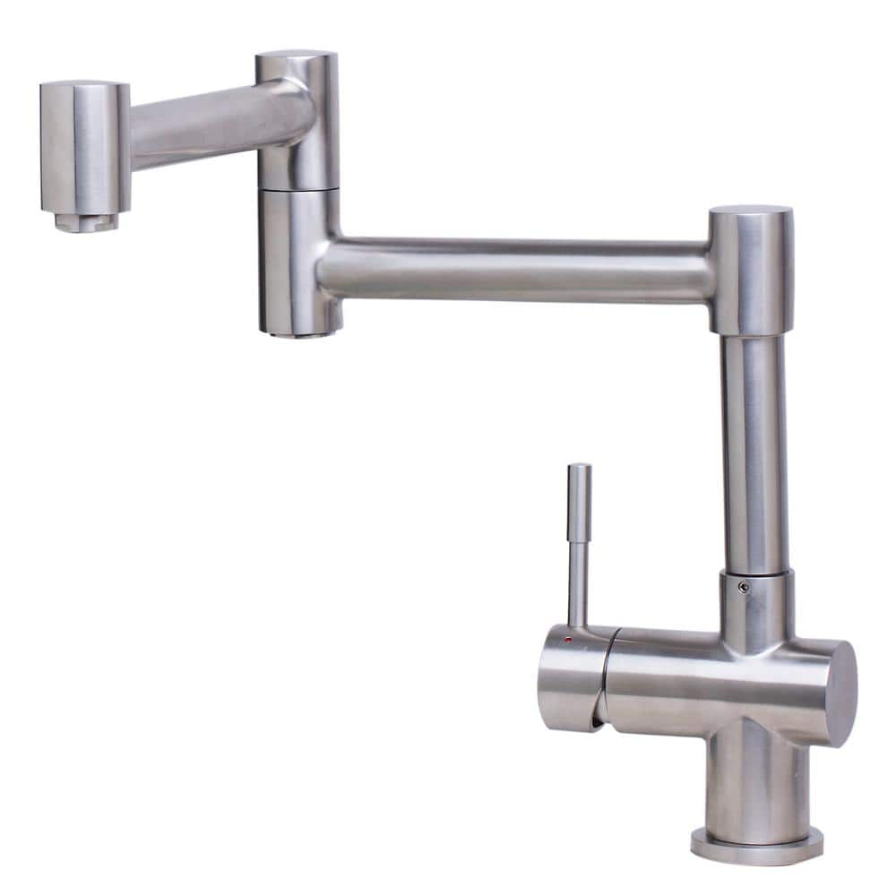 Brushed Stainless Steel Retractable Single Hole Kitchen Faucet