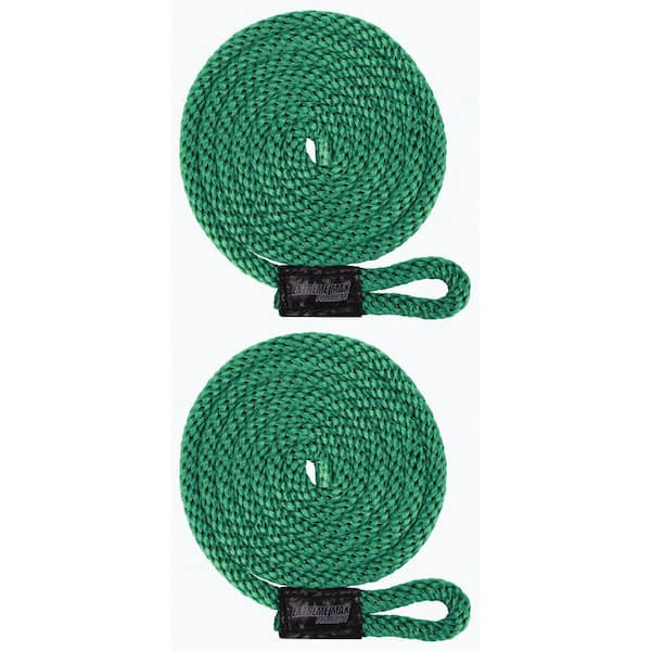 BoatTector Solid Braid MFP Fender Line Value 2-Pack - 3/8 in. x 5 ft.,  Forest Green