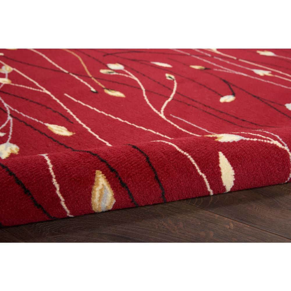 Floral Radiance Red and Grey 8' x 10' Synthetic Area Rug
