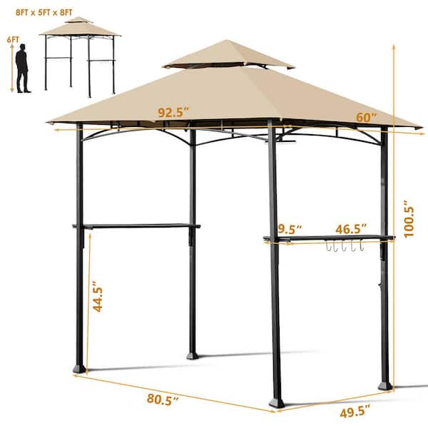 Costway 8 ft. x 5 ft. Outdoor Patio Barbecue Grill Gazebo