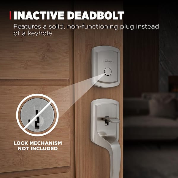 Kwikset Prague Satin Nickel Keyed Entry Door Handleset and Dummy