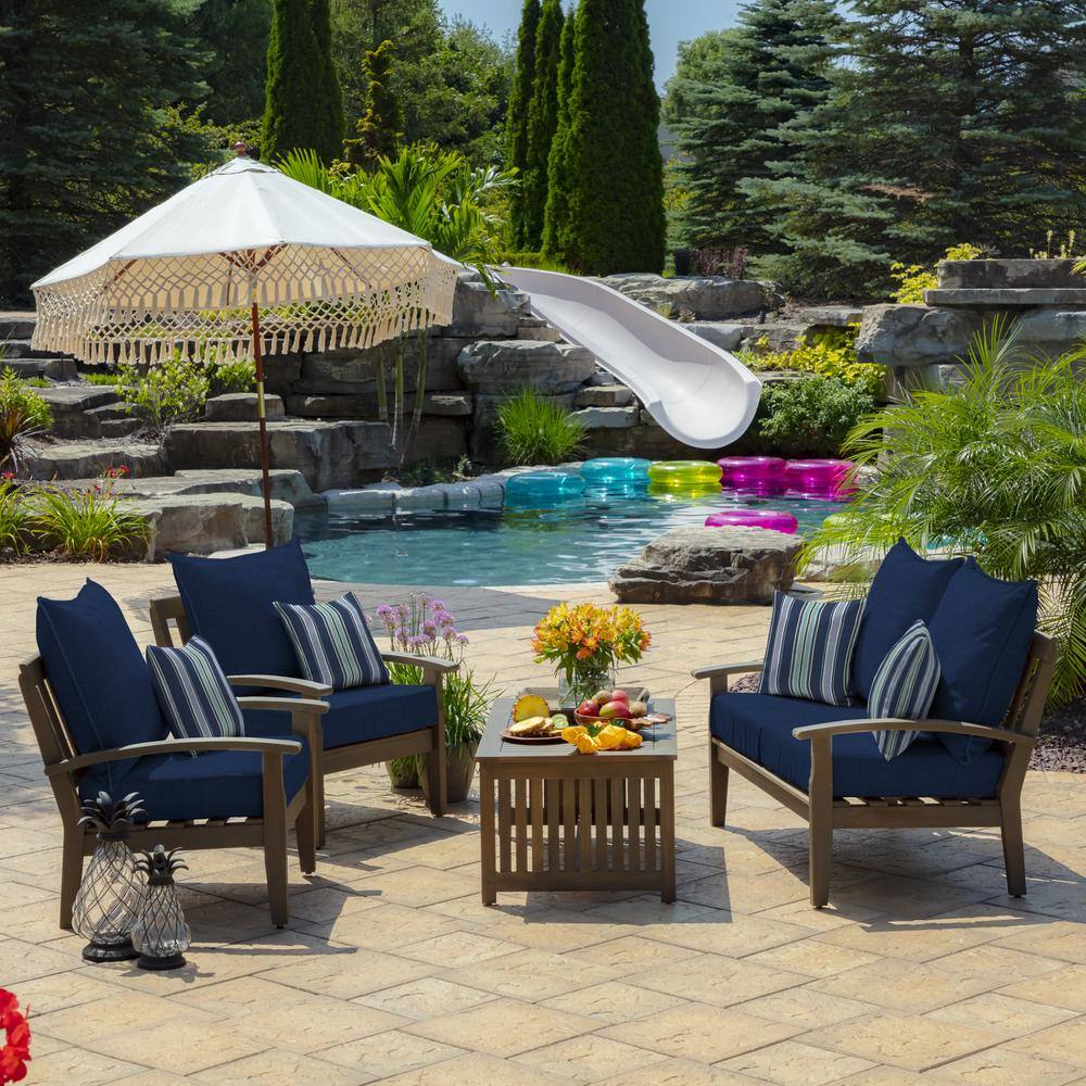 Sapphire Aurora Striped Square Outdoor Throw Pillow Set